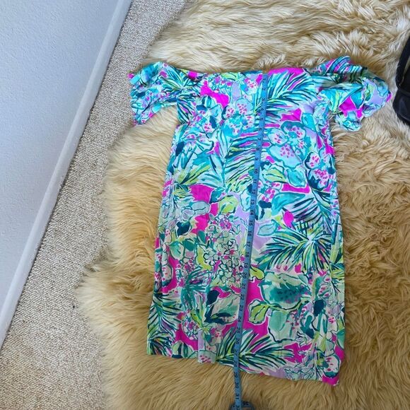 Lilly Pulitzer Fawcett Off The Shoulder Multi Color Floral Dress Medium - Picture 7 of 7